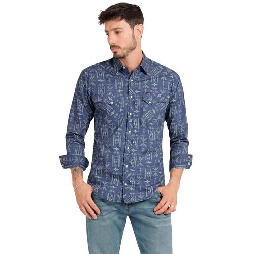 Camisa Wrangler azul para caballero 112373555