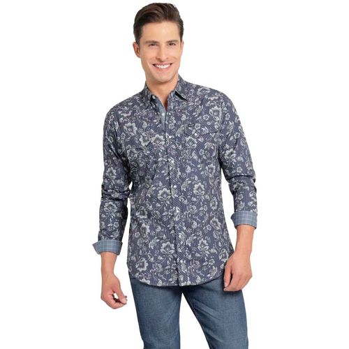 Camisa Wrangler azul para caballero 112373557