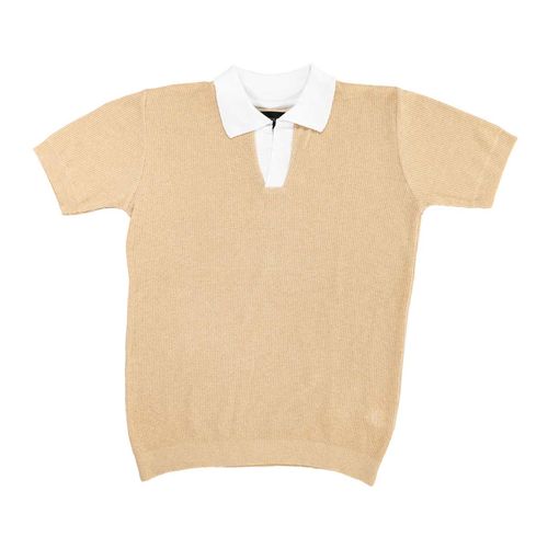 Playera tipo polo Mako & Co beige para caballero MKHC0034
