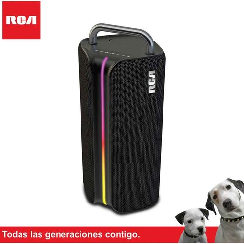 Bocina portatil Rca ipx4 y luces led negro dba515btbk