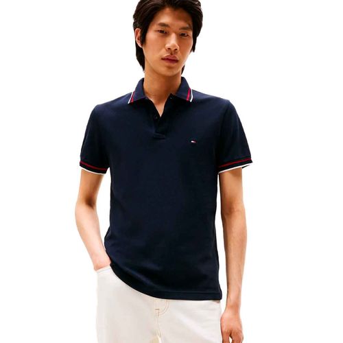 Playera tipo polo Tommy Hilfiger azul para caballero MW0MW40308-DW5