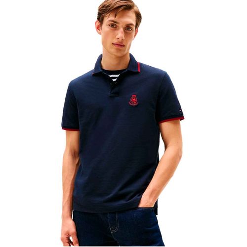 Playera tipo polo Tommy Hilfiger azul para caballero MW0MW40428-DW5