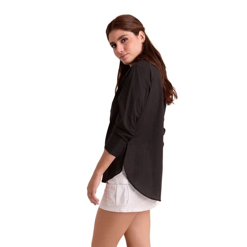 Blusa camisera Porto Blanco negro para dama D-2505