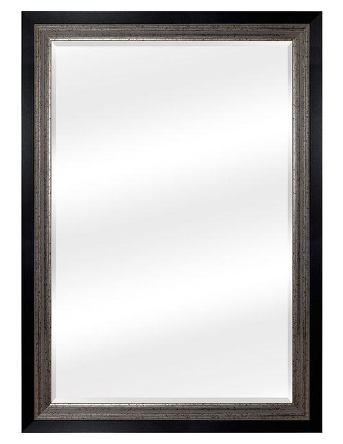 Espejo Biselado de Pared Enmarcado en color Negro con acentos champán | Fine Art Tj - 71 x 101 cm