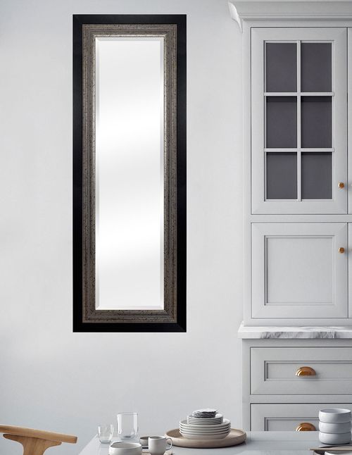 Espejo Biselado de Pared Enmarcado en color Negro con acentos champán | Fine Art Tj - 40 x 132 cm