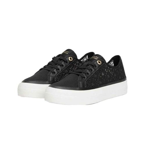 Tenis casual Tommy Hilfiger negro para dama fw0fw08685-bds