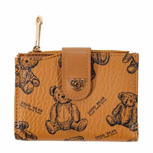 Cartera casual Guoo Bear  para dama café go2040