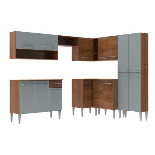 Cocina integral esquinera Madesa 417cm marrón gris emilly ice 01