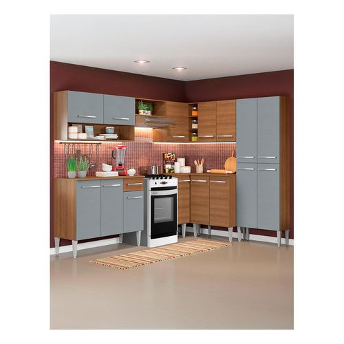 Cocina integral esquinera Madesa 417cm marrón gris emilly ice 01