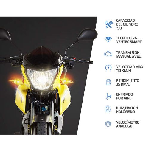 Motocicleta de trabajo Vento amarillo ryder 5.0 190 CC 2026