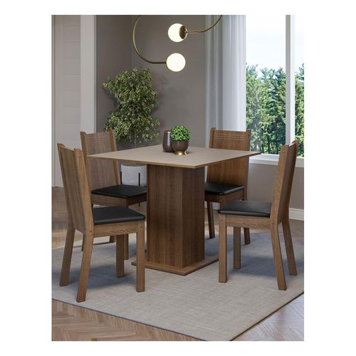 Juego de comedor Madesa con 4 sillas marrón crema negro samara