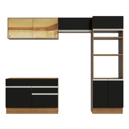 Cocina integral Madesa 270cm marrón negro glamy 12