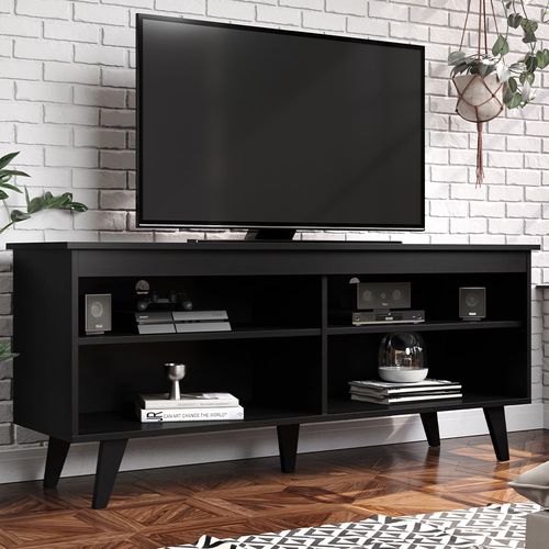 Mueble mesa para tv Madesa 4 espacios hasta 55 negro 6992cf