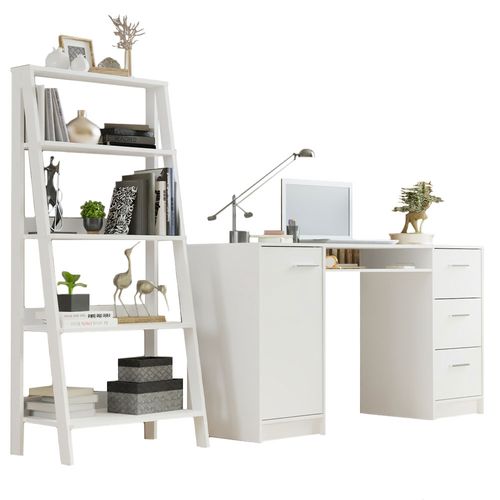 Escritorio y estante librero Madesa blanco alaska