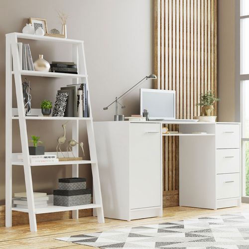 Escritorio y estante librero Madesa blanco alaska