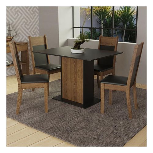 Juego de comedor Madesa con 4 sillas marrón negro sheila