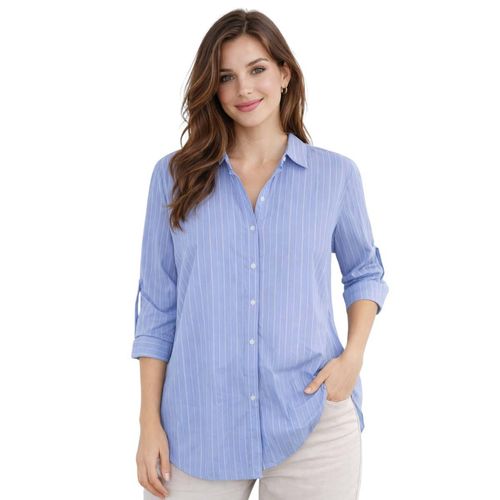 Blusa camisera para dama Mako & Co azul MKMB0160