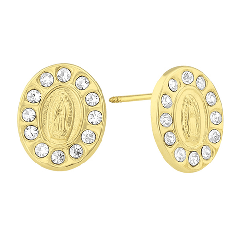 Broquel oro 14k virgen de guadalupe con circonia 14b0-498