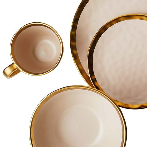 Vajilla Crown Baccara 16 pzas beige mid beige