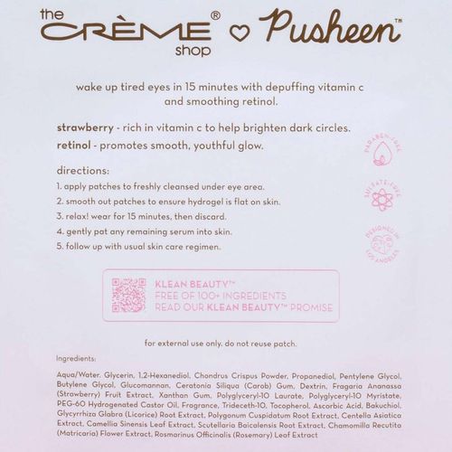 Parche de hidrogel Creme pusheen para contorno de ojos rosa PDC-00411-1