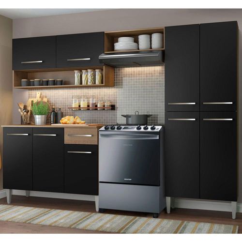 Cocina integral Madesa 229cm marrón negro emilly pop 02
