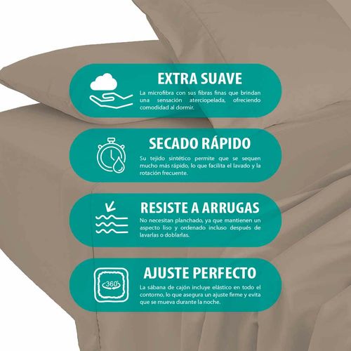 Juego de sábanas Serenity queen size kaki lisa