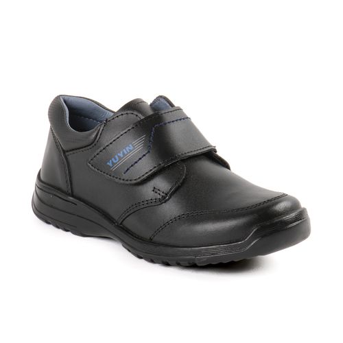 Zapato escolar con velcro grueso para niño Yuyin negro 29141