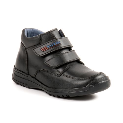 Bota Escolar Con Doble Velcro Para Niño Yuyin Negro 29150