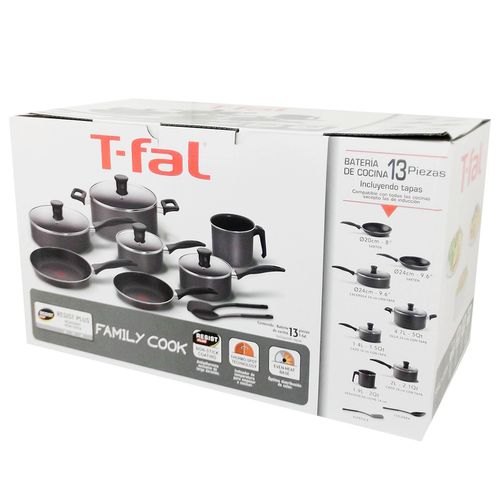 Batería de cocina T-fal negro 13 piezas a730sa74