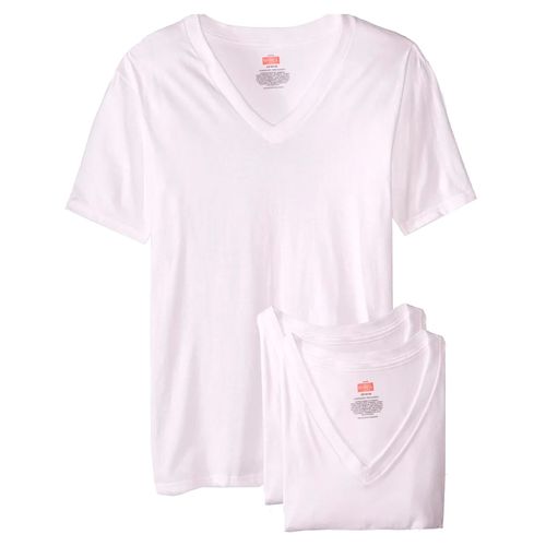 Playera De Cuello V Para Caballero Rinbros 3 Piezas Blanco 3026C01