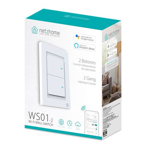 Interruptor inteligente netzhome 2 botones wifi blanco ws01-2