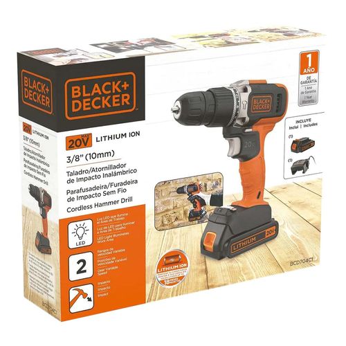 Taladro rotomartillo inalámbrico Black and Decker 20v bcd704c1-b3