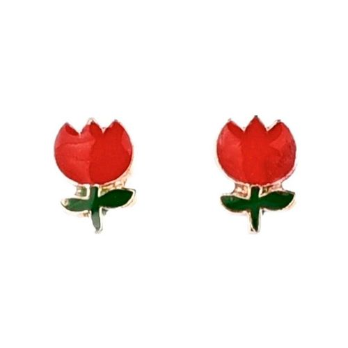 Broqueles para niña Renee tulipán esmaltado rojo f624