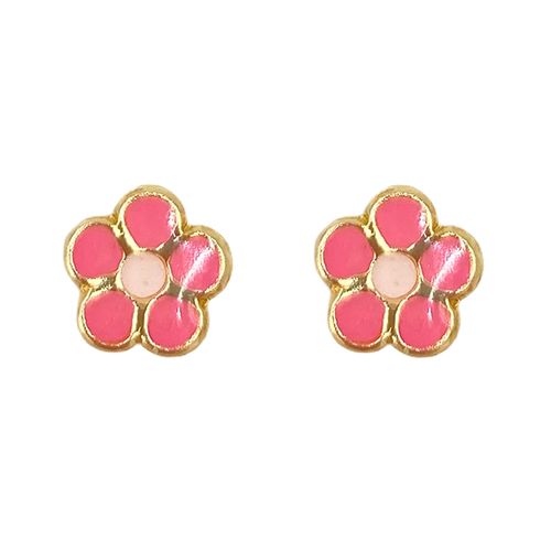 Broqueles para niña Renee flor esmaltada rosa f643