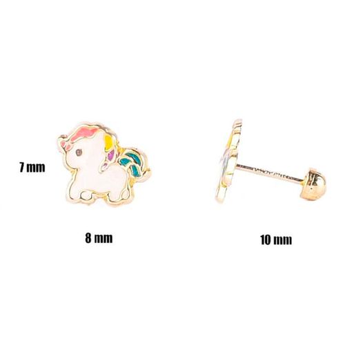 Broqueles Para Niña Renne Unicornio Esmaltado Colores F648