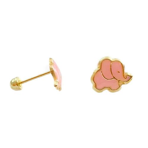 Broqueles para niña Renee elefante esmaltado rosa f651