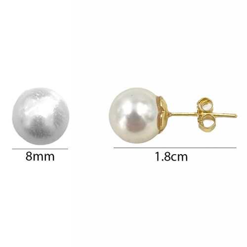 Broqueles para dama Renee perla swarowsky 8mm blanco r255