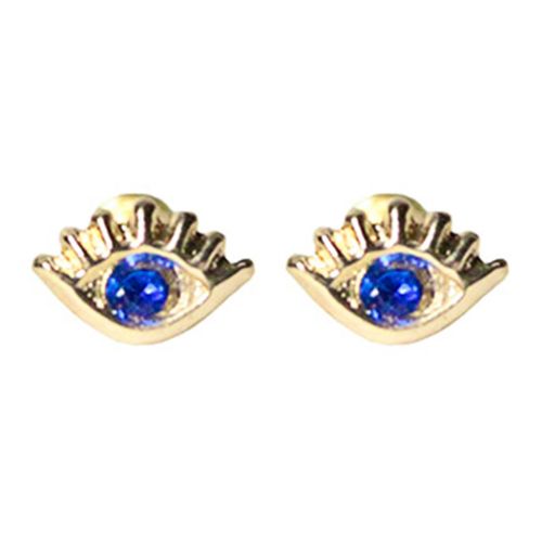 Broqueles para dama Renee ojo turco dorado r261