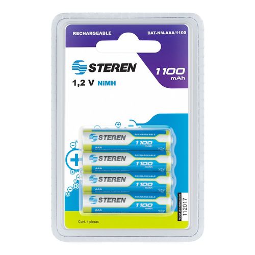 Paquete de 4 pilas Steren recargables de alta capacidad nimh 1100 mah