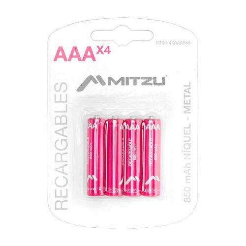 Kit De 4 Baterías Mitzu Recargables "AAA" De 850 mAh