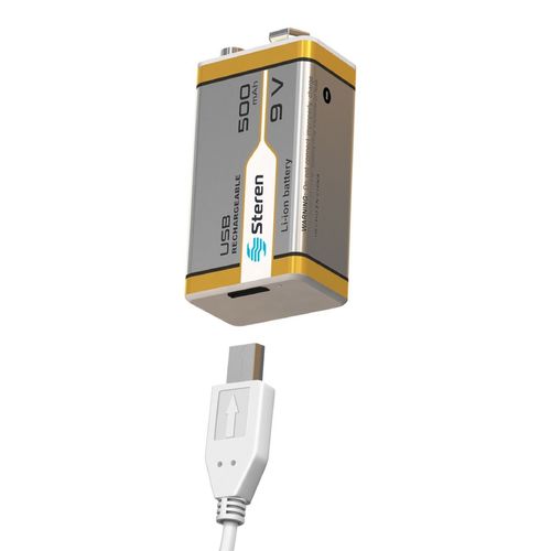 Batería Steren recargable usb li-ion tipo 9v de 500 mah