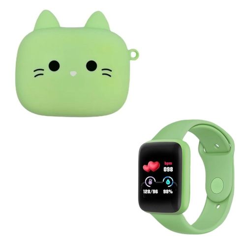 Kit Audífonos Cats + Smartwatch Reloj Inteligente Excelente Regalo