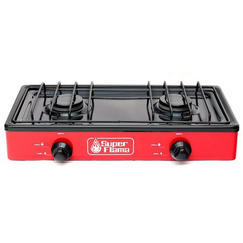 Parrilla De Gas Super Flama 2 Quemadores Rojo 2Q-R