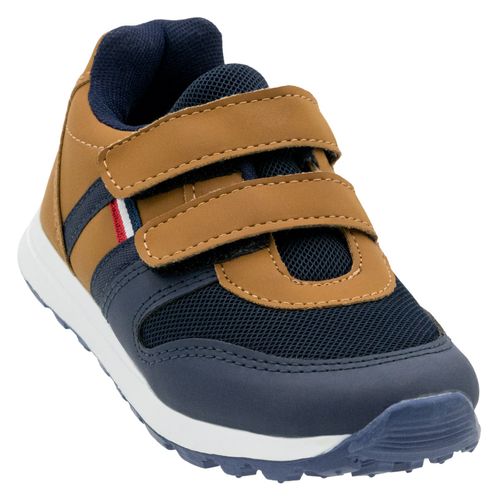 Tenis con velcro para niño My Things azul marino - camel 10
