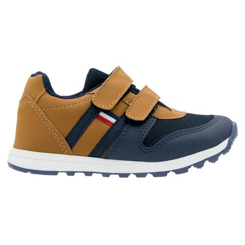 Tenis con velcro para niño My Things azul marino - camel 10
