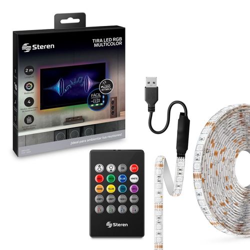 Tira De Led Steren Gadget Multicolor RGB De 2m Con Control Remoto GAD-LED2