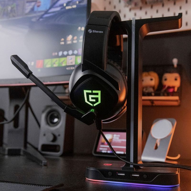 soporte para audifonos con luz rgb auriculares mesas gaming gamer