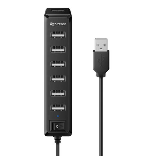 Hub usb Steren cómputo de 7 puertos con eliminador de 2 a usb-537