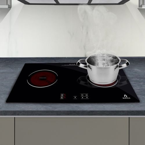 Parrilla De Vitroceramica 2  Quemadores SUPRa cubierta De Cristal Templado Color Negro VITROROSSO-H