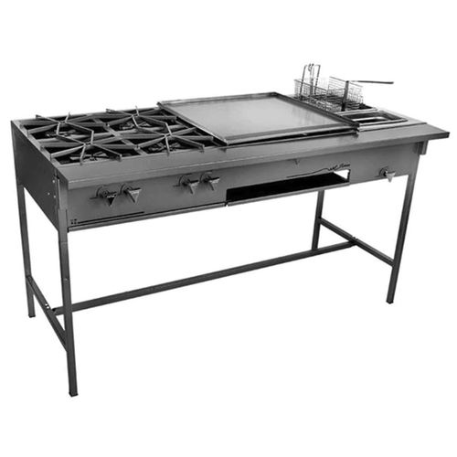Parrilla con plancha y freidora Ferro 4 quemadores 16543004